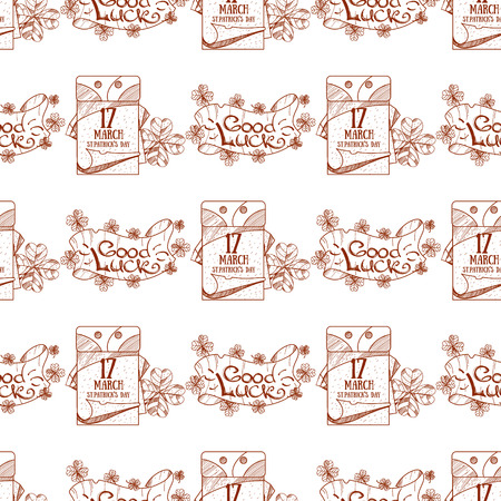 Tear off calendar, on March 17 day seamless pattern.のイラスト素材