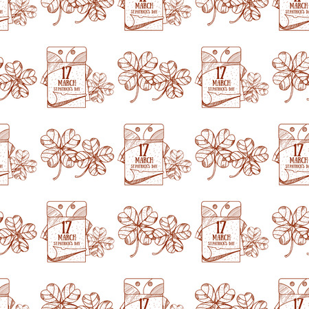 Tear off calendar, on March 17 day seamless pattern.のイラスト素材