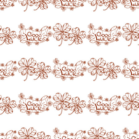 Good luck banner and clover seamless pattern.のイラスト素材