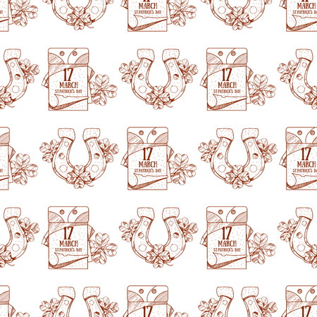 Tear off calendar, on March 17 day seamless pattern.のイラスト素材