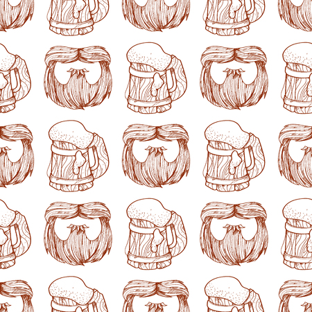 Seamless pattern with a mask beard and mustache.のイラスト素材