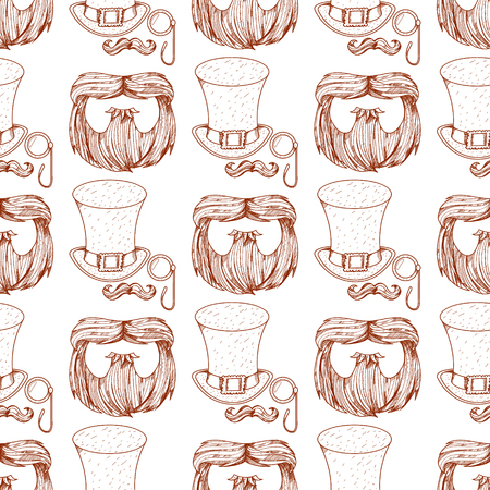 Seamless pattern with a mask beard and mustache.のイラスト素材