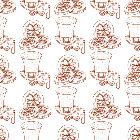 Seamless pattern coins with the image of clover.のイラスト素材