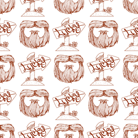 Seamless pattern with a mask beard and mustache.のイラスト素材
