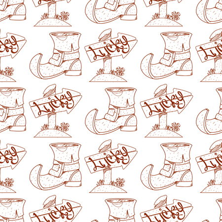 Seamless pattern with shoes leprechaun on white background.のイラスト素材