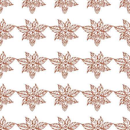 Seamless pattern of leaves and hop cones.のイラスト素材