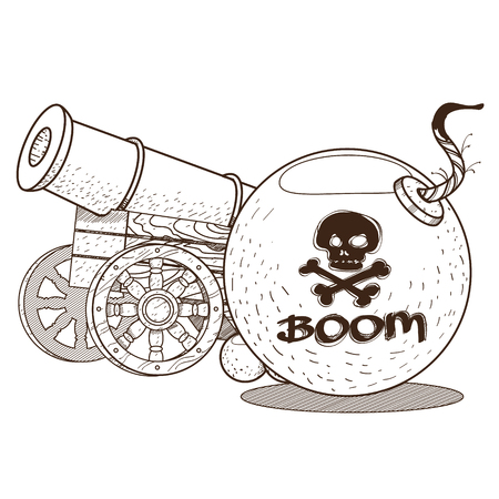 The gun and the bomb. Graphics Pirate themeのイラスト素材