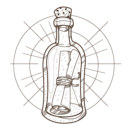 Message in a bottle. Illustration on the pirate theme.のイラスト素材