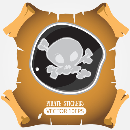 Black Label pirate symbol. Vector stickers on the pirate themeのイラスト素材