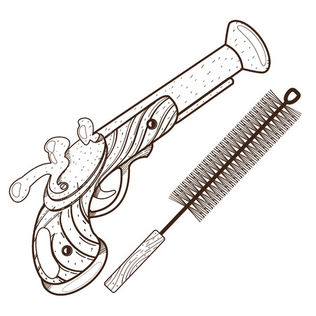 Musket and ramrod illustration on military themeのイラスト素材