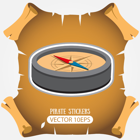 Compass. Vector stickers on the theme of travel and hiking.のイラスト素材