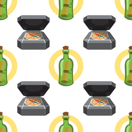 Seamless pattern for design surface Message in a bottle.のイラスト素材