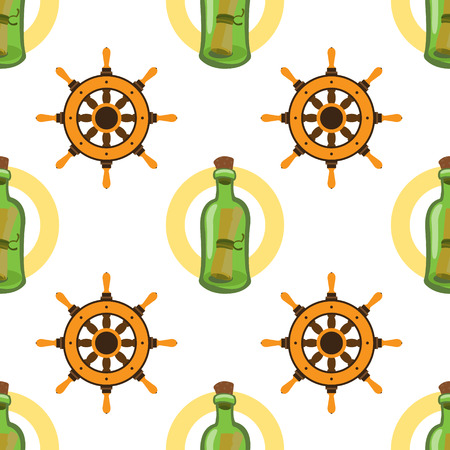 Seamless pattern for design surface Message in a bottle.のイラスト素材