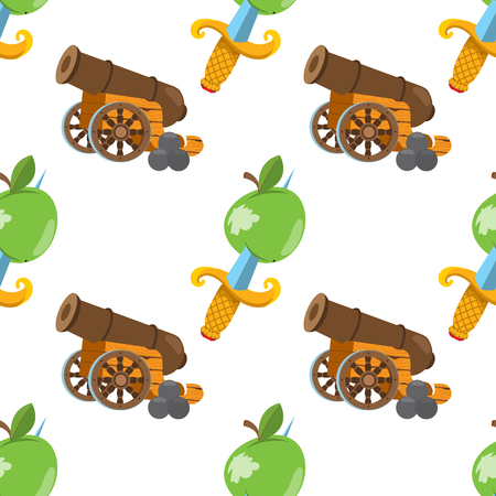 Seamless pattern for design surface Apple with a dagger.のイラスト素材