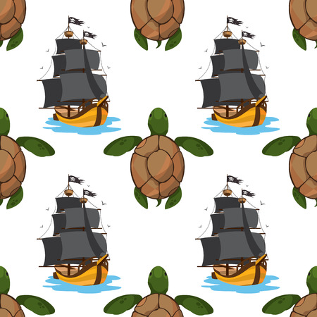 Seamless pattern for design surface Sea turtles.のイラスト素材