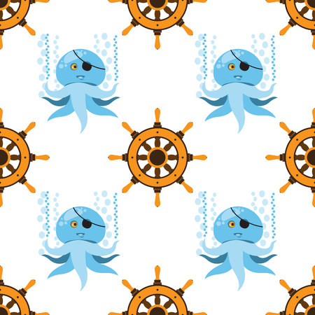 Seamless pattern for design surface Ship wheel.のイラスト素材