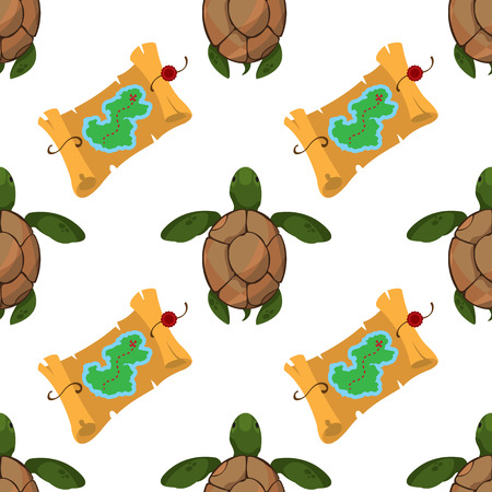 Seamless pattern for design surface Map of the island with buried treasure.のイラスト素材