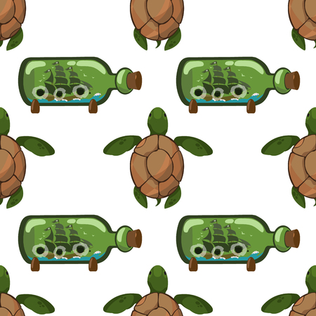 Seamless pattern for design surface Sea turtles.のイラスト素材