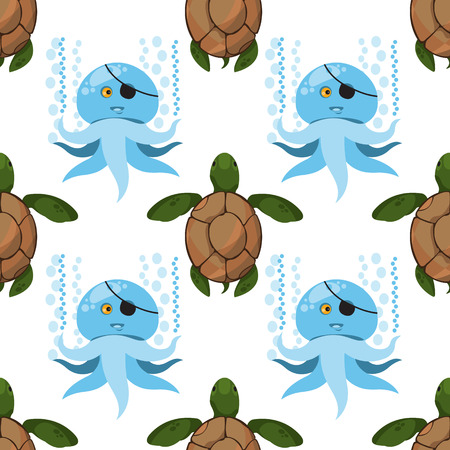Seamless pattern for design surface Sea turtles.のイラスト素材
