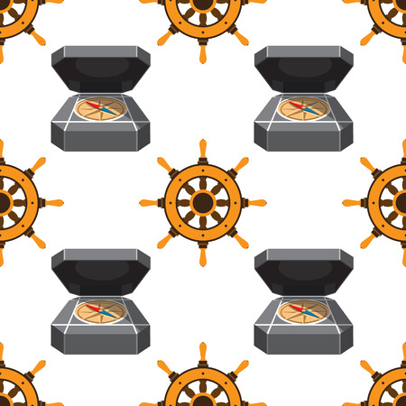 Seamless pattern for design surface Compass on white background.のイラスト素材