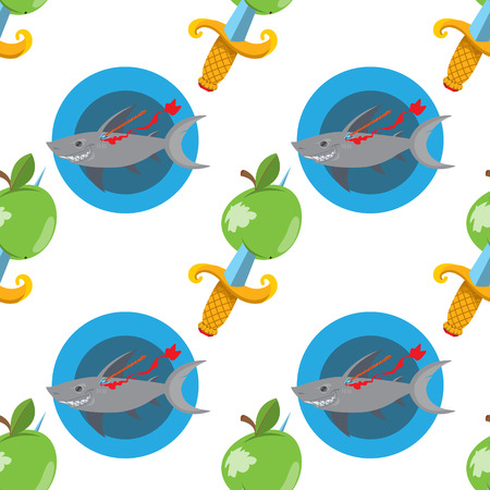 Seamless pattern for design surface Apple with a dagger.のイラスト素材