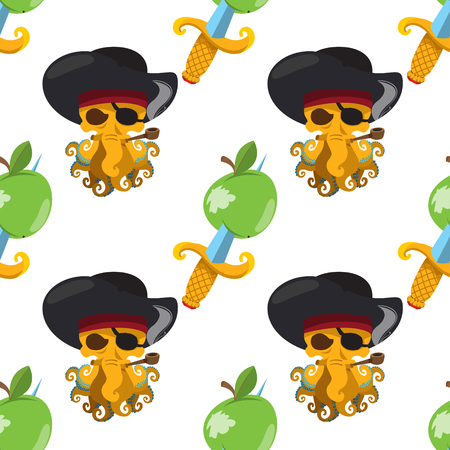 Seamless pattern for design surface Apple with a dagger.のイラスト素材