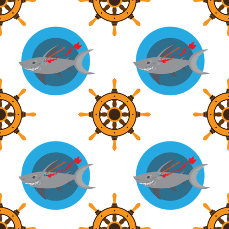 Seamless pattern for design surface Ship wheel.のイラスト素材
