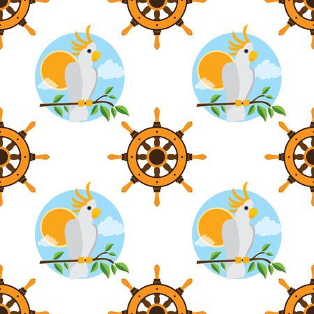 Seamless pattern for design surface Parrot Cockatoo white large.のイラスト素材