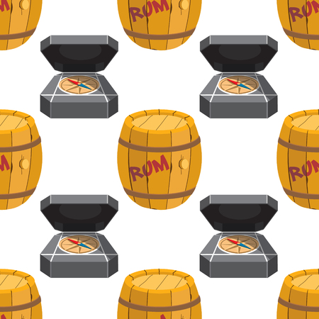 Seamless pattern for design surface Compas and barrel.のイラスト素材
