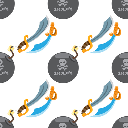 Seamless pattern for design surface Pirate sword.のイラスト素材
