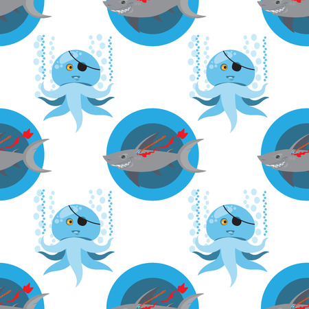 Seamless pattern for design surface Wounded shark.のイラスト素材