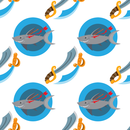 Seamless pattern for design surface Pirate sword.のイラスト素材