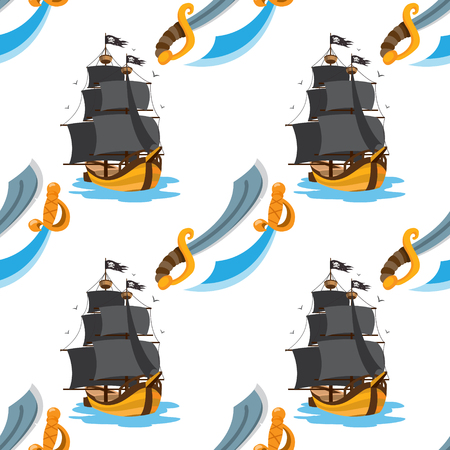 Seamless pattern for design surface Pirate sword.のイラスト素材