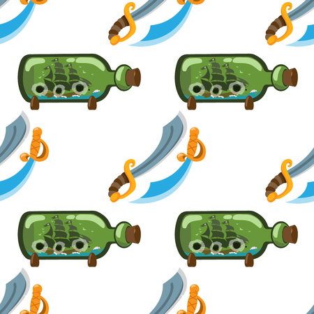 Seamless pattern for design surface Pirate sword.のイラスト素材