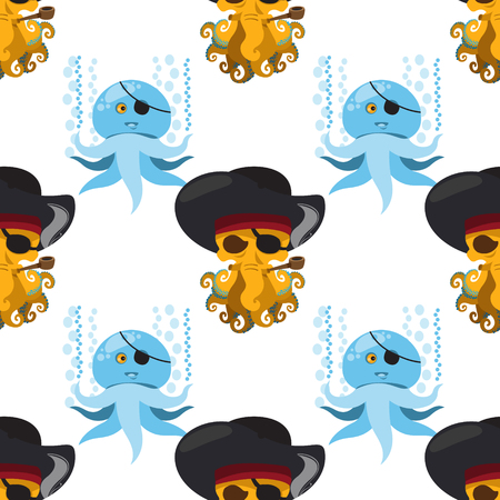 Seamless pattern for design surface Pirate octopus.の写真素材