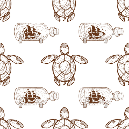 Seamless pattern for design surface Sea turtles.のイラスト素材