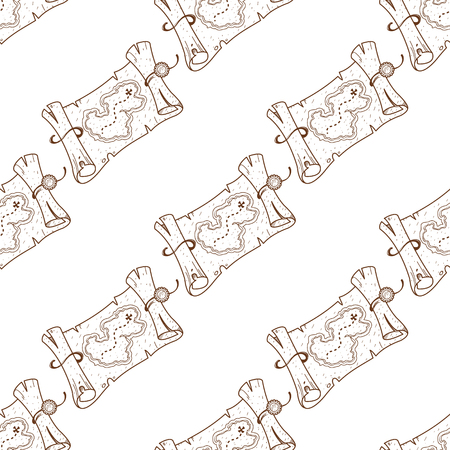 Seamless pattern for design surface Map of the island with buried treasure.のイラスト素材