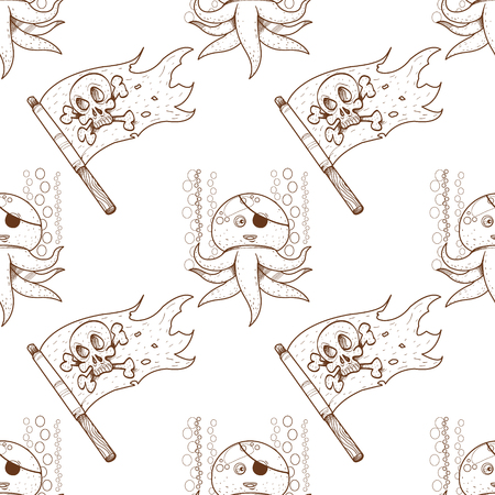 Seamless pattern for design surface Octopus. Marine life.のイラスト素材
