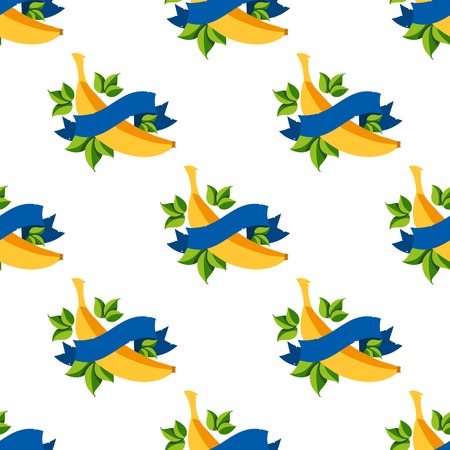 Seamless pattern with the image of bananas and leaves.のイラスト素材