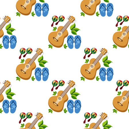 Seamless pattern with the image of guitars and slippers.のイラスト素材