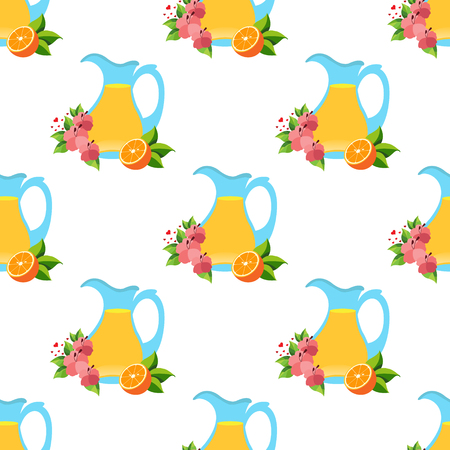 Seamless pattern with the image of pitchers with juice.のイラスト素材