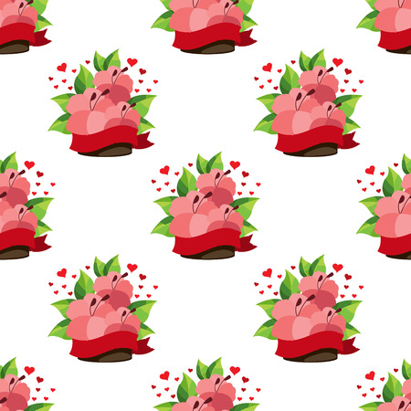 Seamless pattern with the image of flowers karkade.のイラスト素材
