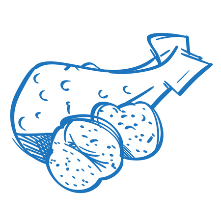 Chicken leg with baked potatoes on a white background. Fast food.のイラスト素材