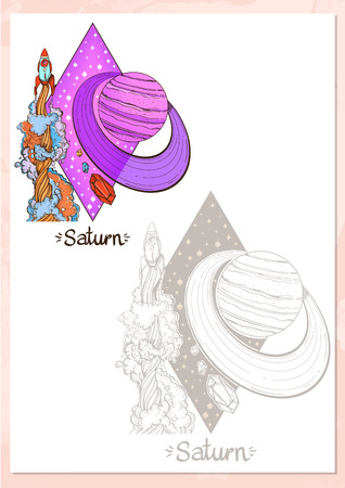 Landscape of planet. Rhombus. Saturn.のイラスト素材