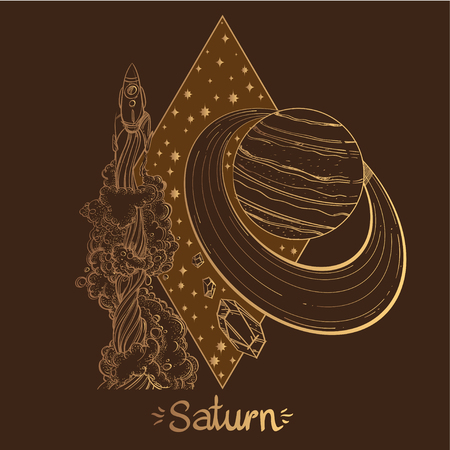 Landscape of planet. Rhombus. Saturn.のイラスト素材