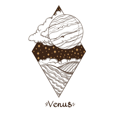 Landscape of planet. Rhombus. Venus. Vector illustrationのイラスト素材