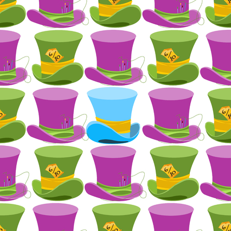 Hatter's Hat from Wonderland World. This way - that way. Seamless Vector Texture Can Be Used for Wallpapers, Pattern Fills, Web Page Backgrounds, Surface Textures.のイラスト素材