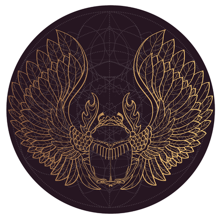 Vector illustration of scarab beetle isolated on white backgroundのイラスト素材