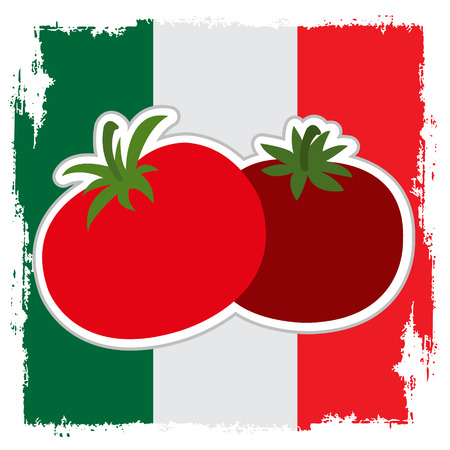 Tomatoes on the background of the Mexican flagのイラスト素材