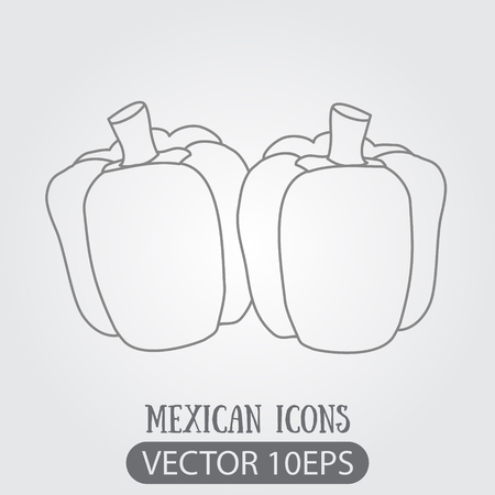 Bell pepper isolated outline drawing for coloring.のイラスト素材